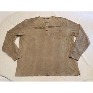 Harley Daivdson Mens Long Sleeve Burnout Snap Front Sz Large Tan Distressed